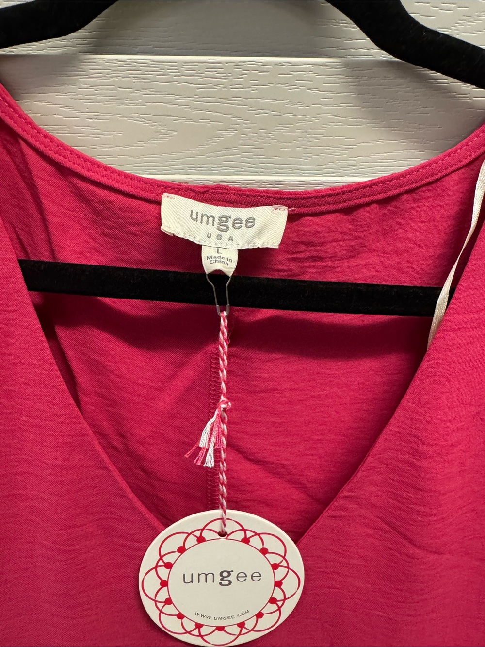 Umgee Hot Pink V-Neck Babydoll Tunic - Picture 2 of 3